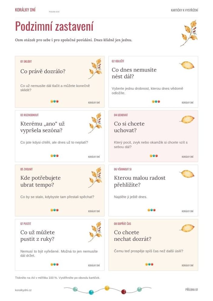 Kartičky Podzimní zastavení