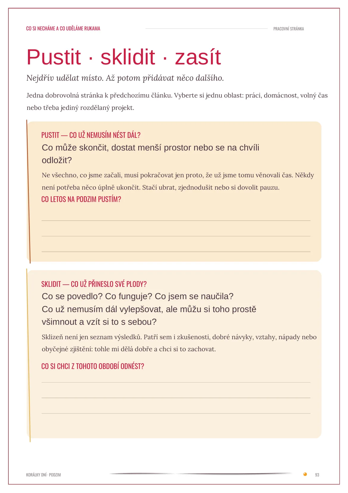Pustit · sklidit · zasít — ukázka magazínu PODZIM