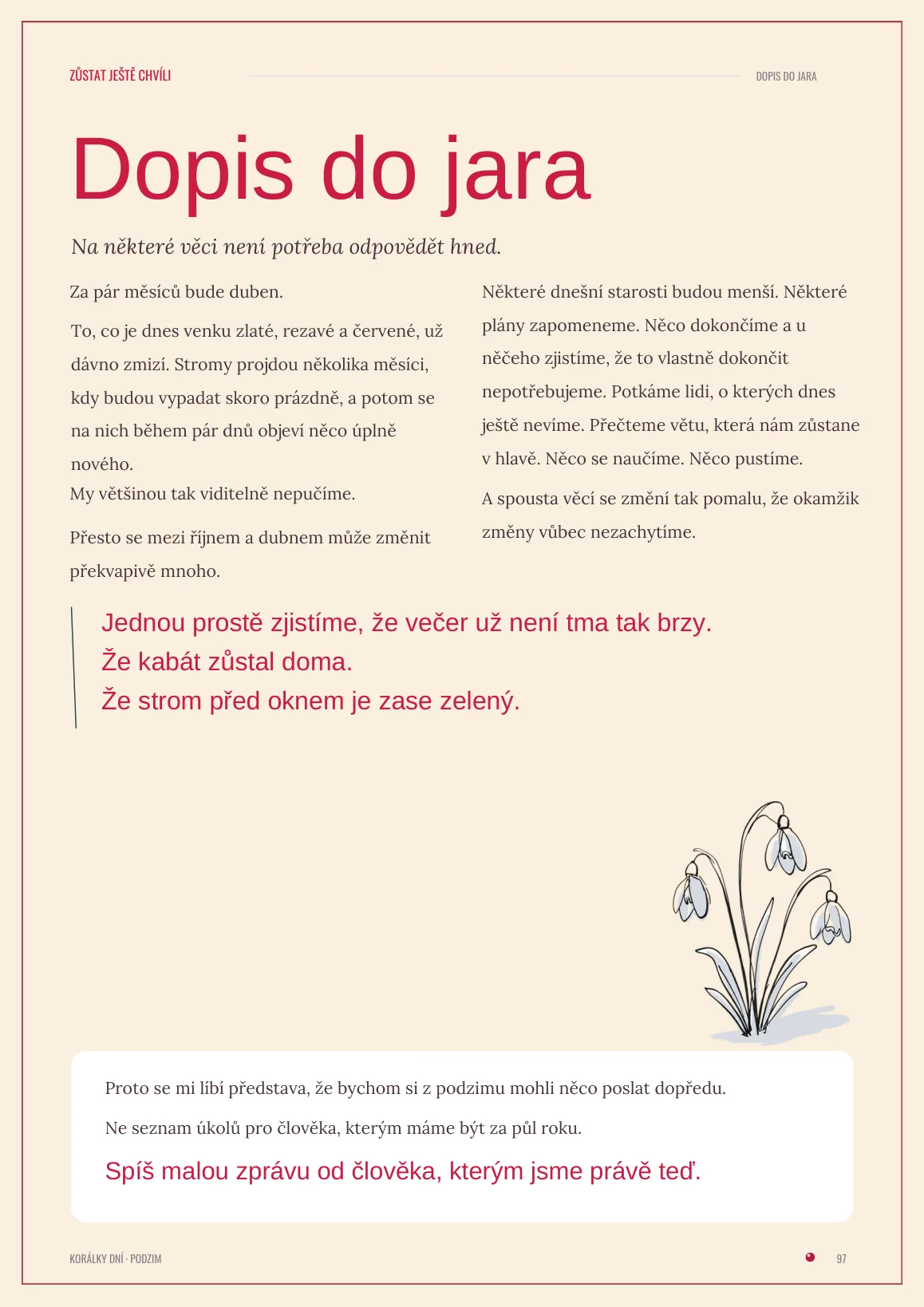 Dopis do jara — ukázka magazínu PODZIM